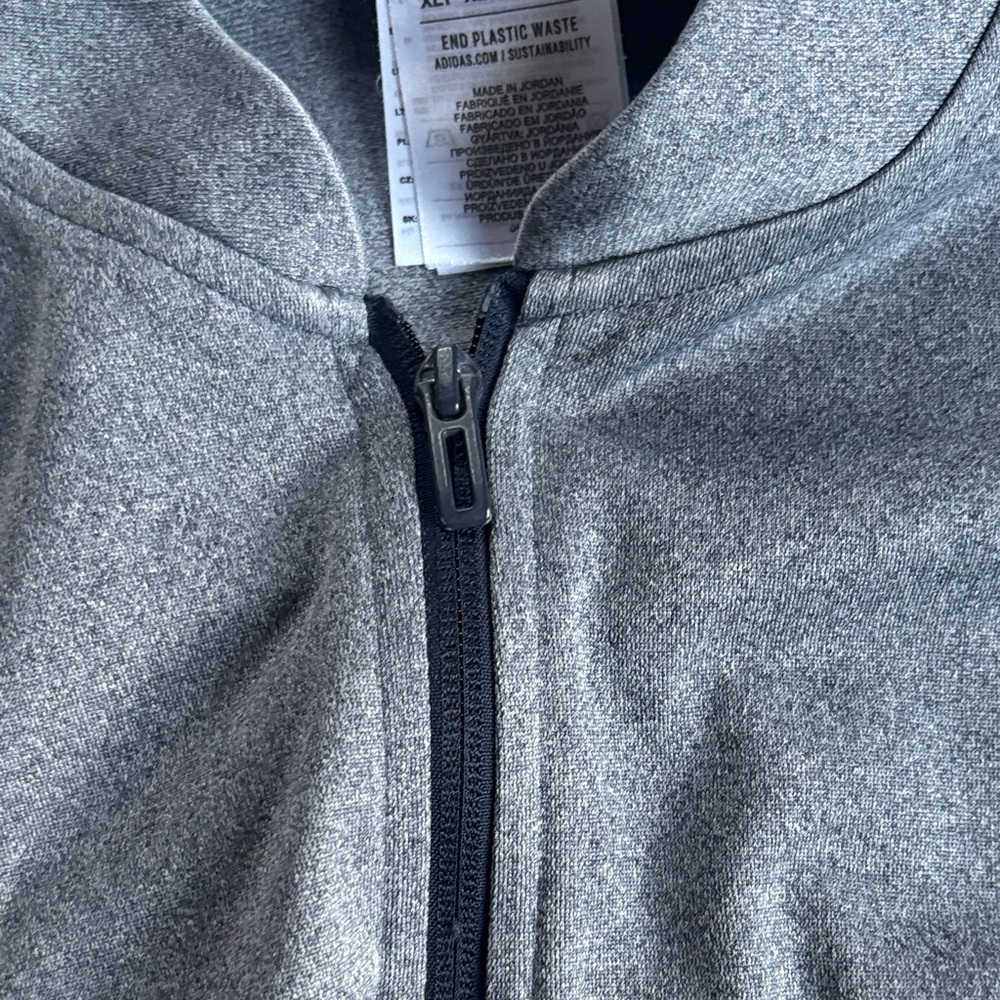 Adidas Gray Full-Zip Jacket with navy stripes - Picture 4 of 6